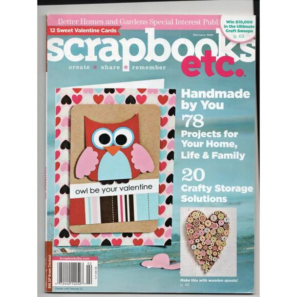 Scrapbooks Etc Magazine February 2012 Valentine cards storage solutions patterns - Picture 1 of 4